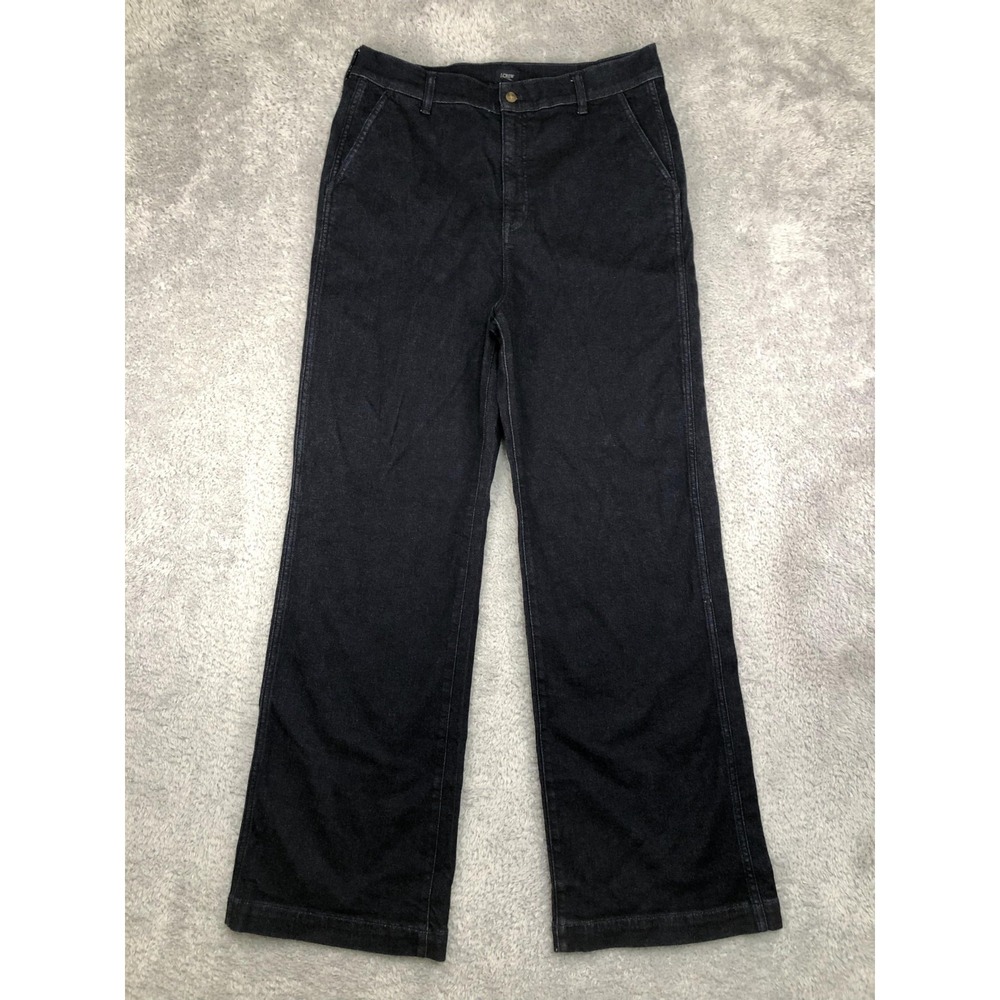 J Crew Denim Trouser Pant Womens Size 32 (34x32) NWT Wide Leg Stretch Blue